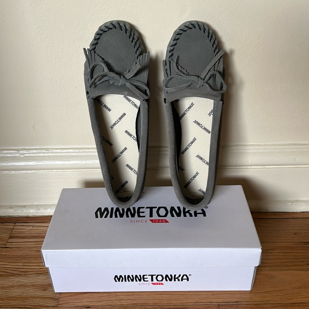 New Minnetonka Kilty Suede Softsole Storm Blue